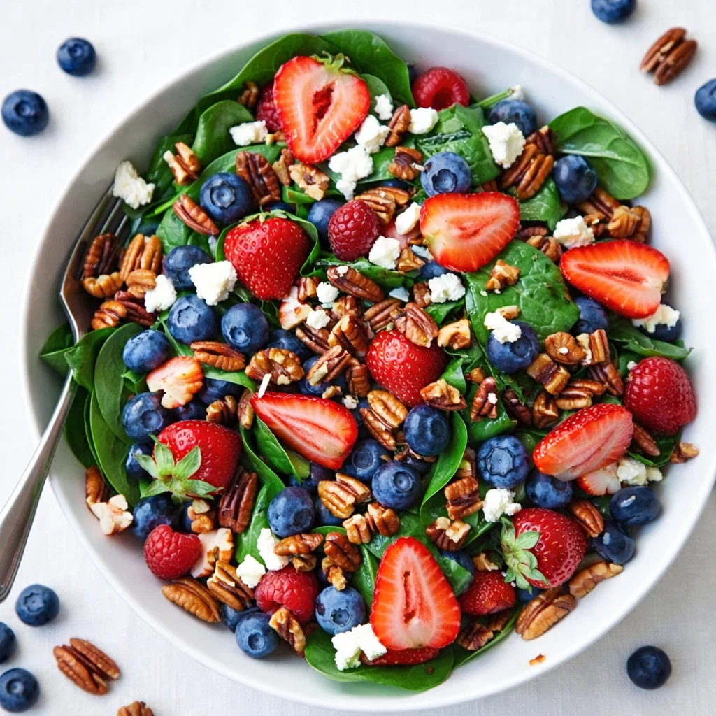 15-Minute Strawberry Spinach Salad with balsamic glaze in a wooden bowl
