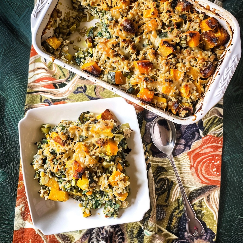 Fall Potluck Casserole with Turkey and Squash