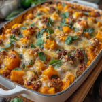 Cozy Butternut Squash Sausage Bake Casserole
